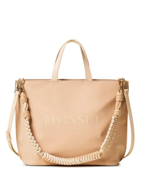 TWINSET logo lettering braided strap tote bag