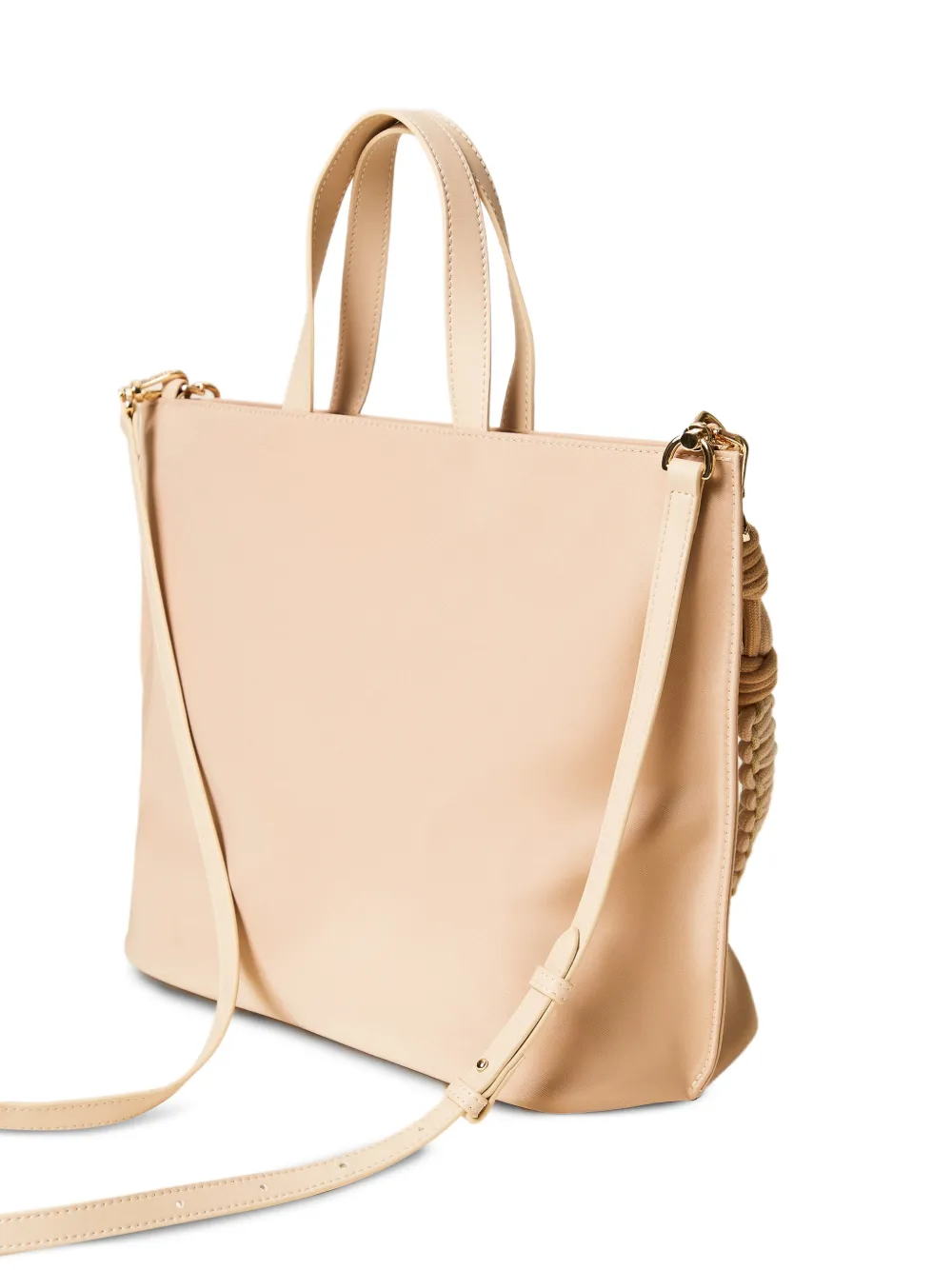  Twinset Logo Lettering Braided Strap Tote Bag - Neutrals 
