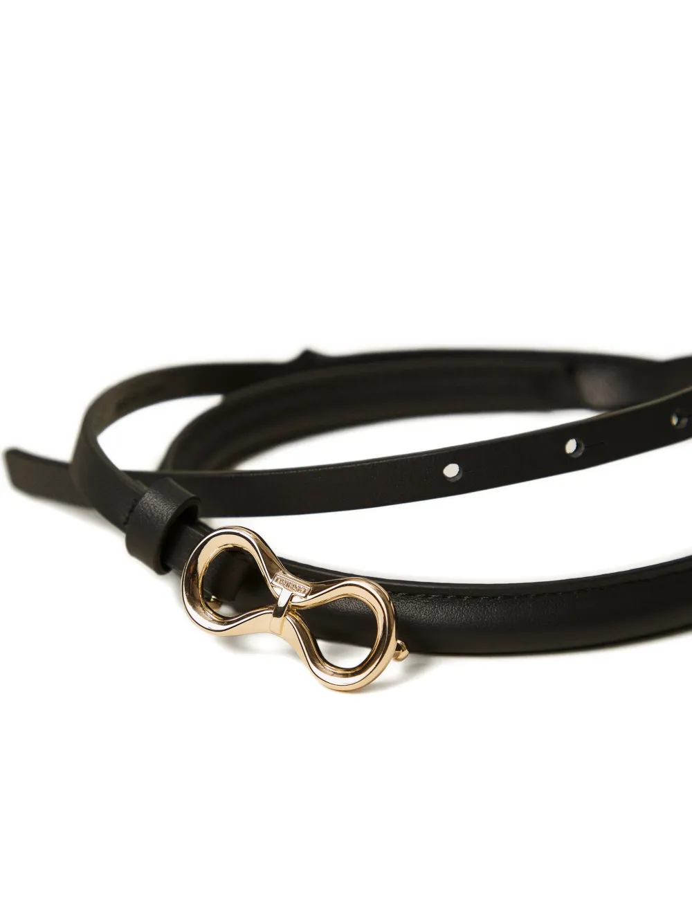 TWINSET Leren riem met logogesp Zwart