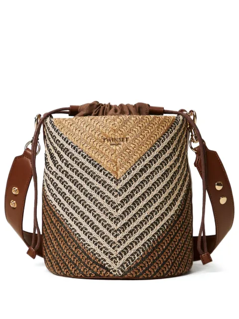 TWINSET straw patterned bucket bag