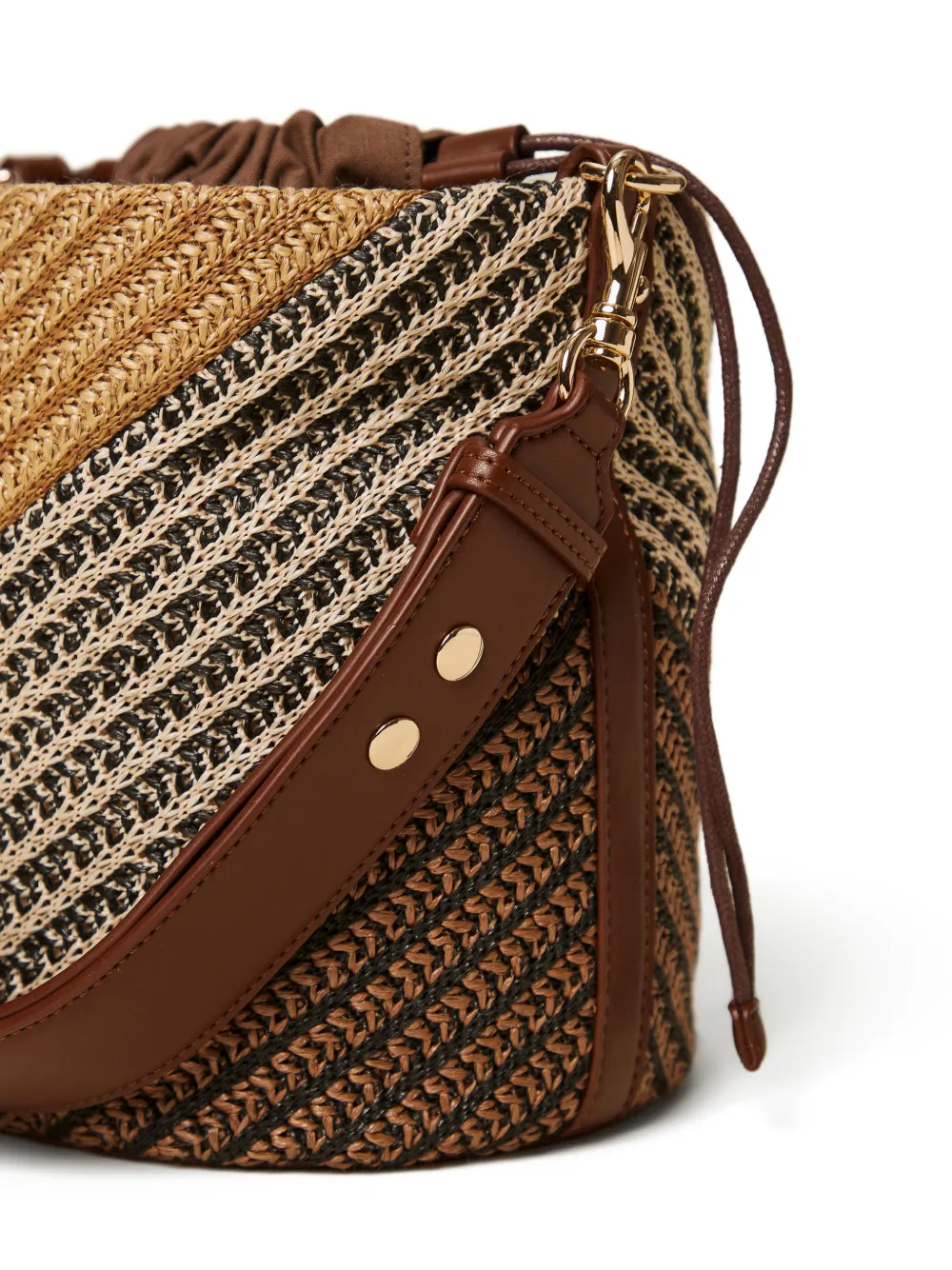  Twinset Straw Patterned Bucket Bag - Brown 
