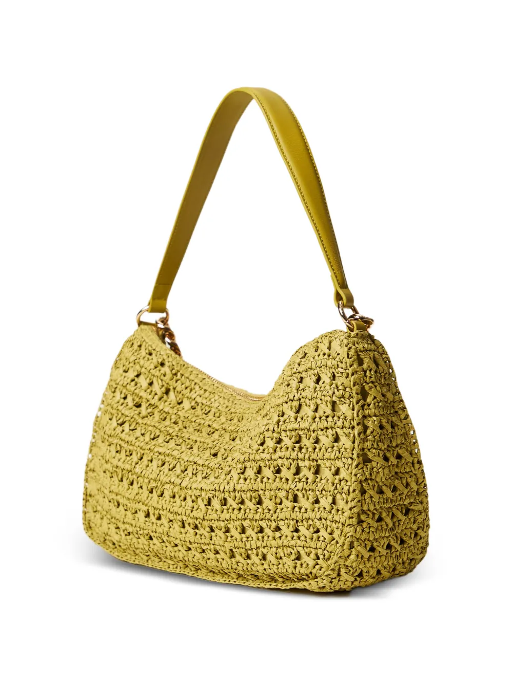 TWINSET Grote gehaakte raffia Liliane tas Geel