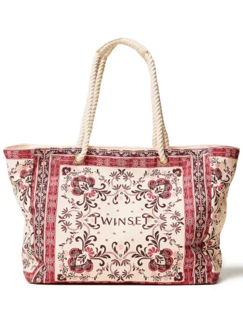 TWINSET floral-print rope-detail tote bag