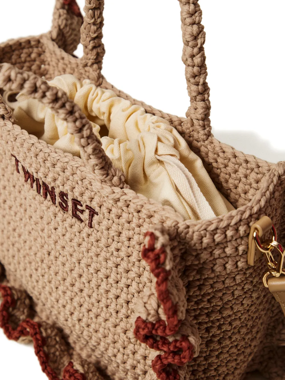 TWINSET Shopper met ruche afwerking Beige