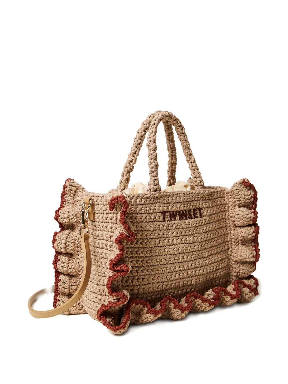TWINSET Shopper met ruche afwerking Beige