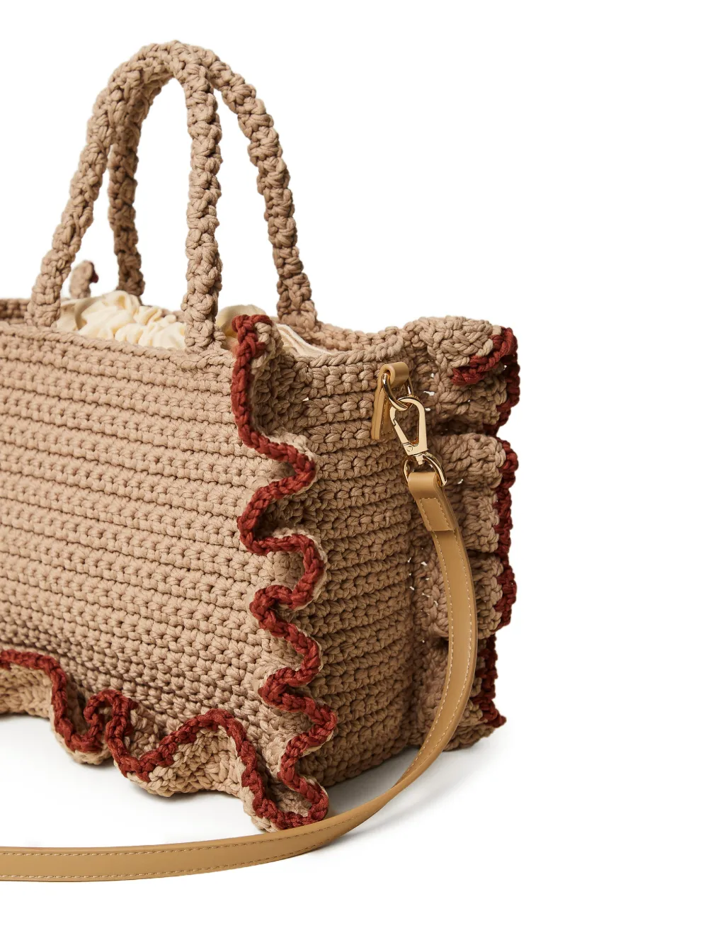 TWINSET Shopper met ruche afwerking Beige