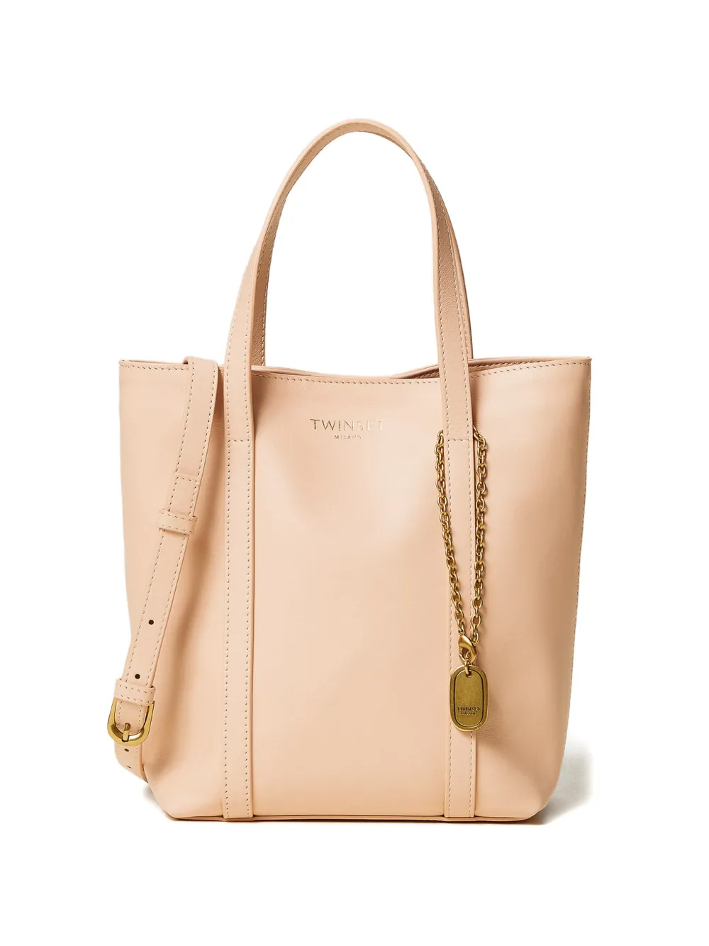 TWINSET chain-detail leather tote bag - Rosa