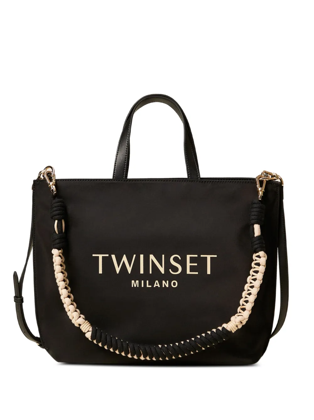 Twinset Logo Strap Tote Bag In Black