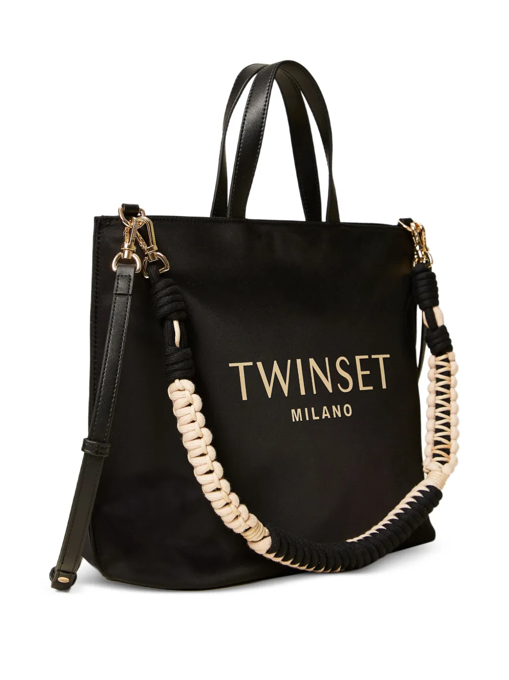 TWINSET Shopper met logoband - Zwart