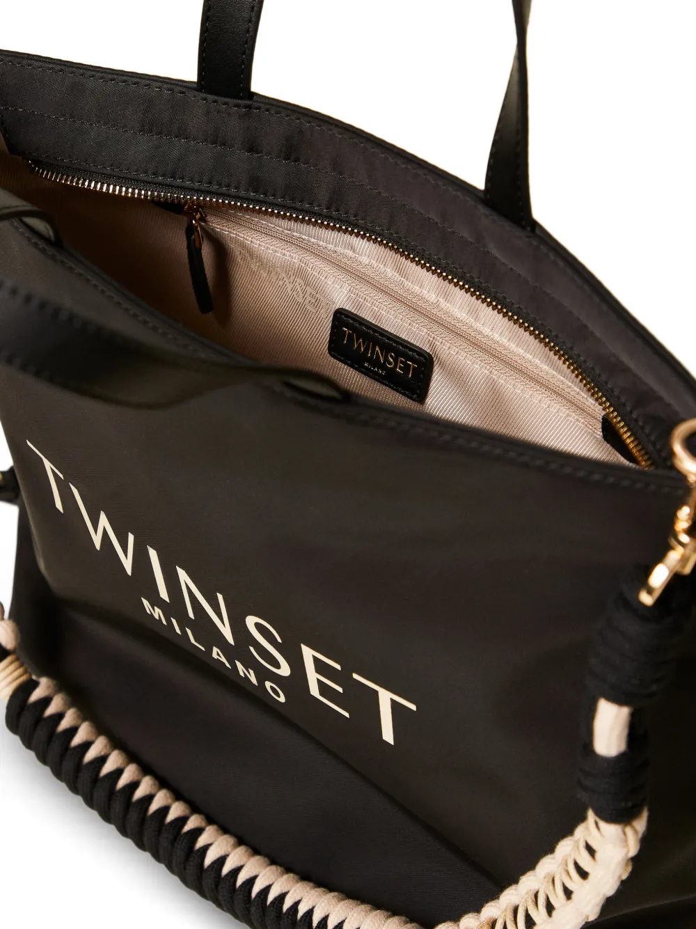 TWINSET Shopper met logo Zwart