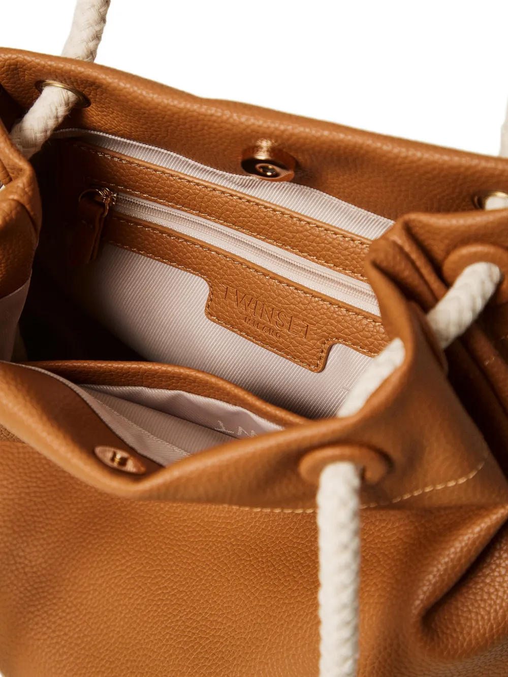 TWINSET Bucket-tas met touw handgreep Bruin