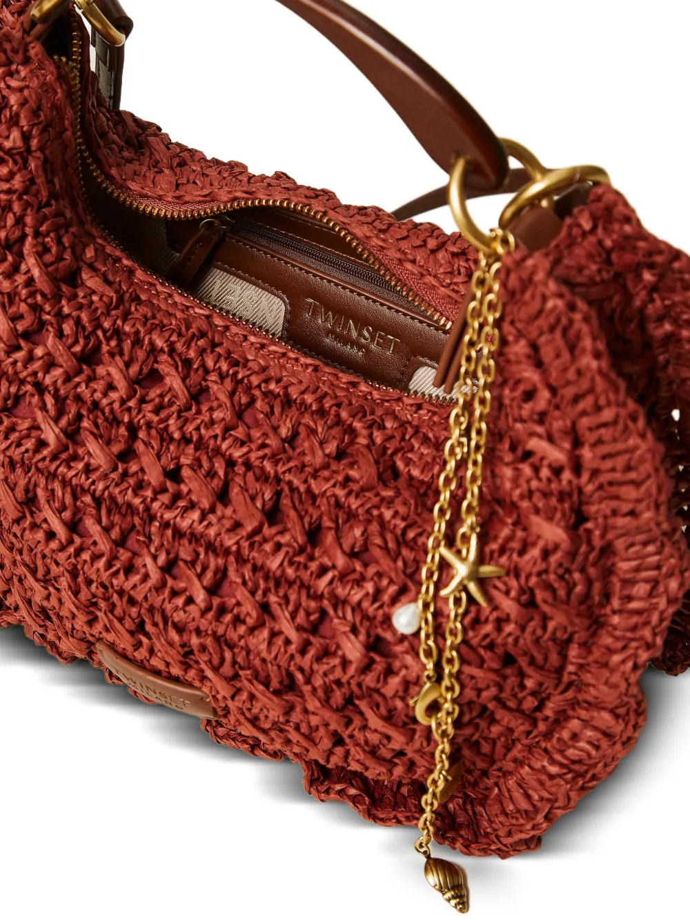TWINSET Shopper met ruches Rood
