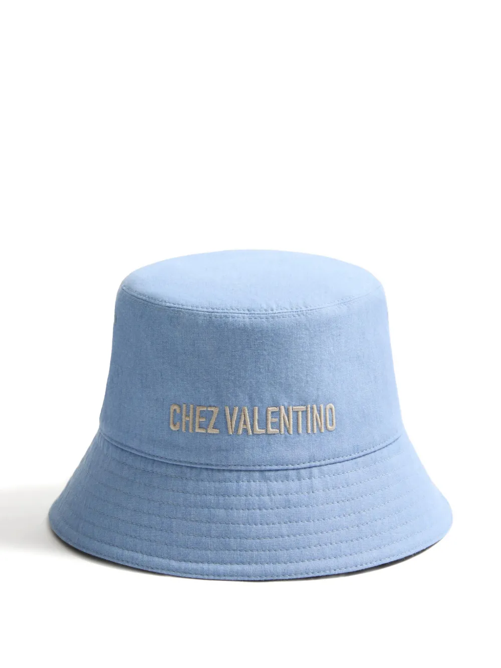 Valentino Garavani lettering-embroidered denim bucket hat - Blu