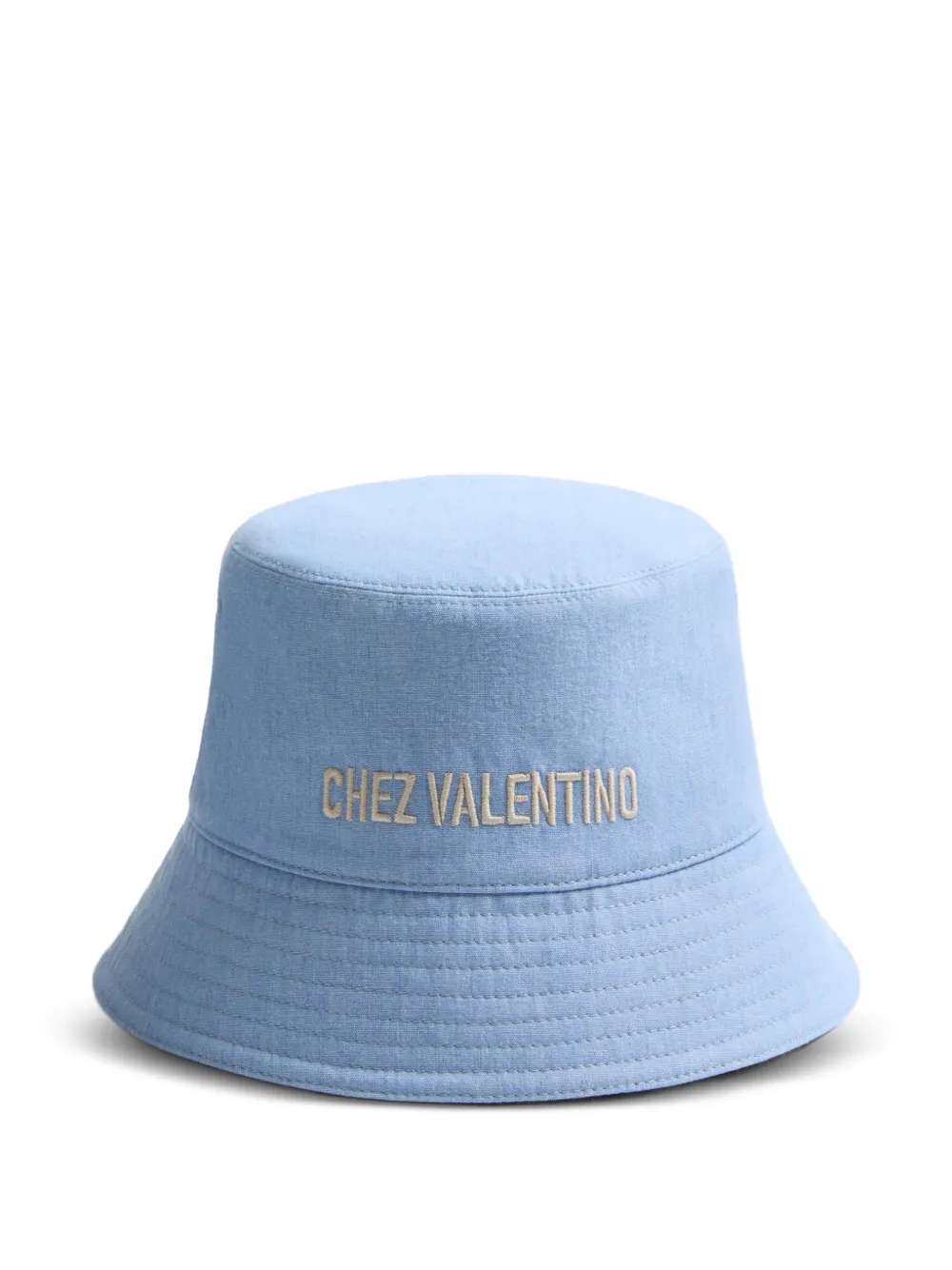 Valentino Garavani lettering-embroidered denim bucket hat - Blu