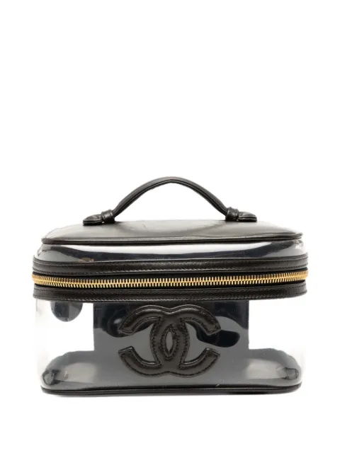 CHANEL Pre-Owned 1994-1996 CC Vinyl and Calfskin Case vanity bag
