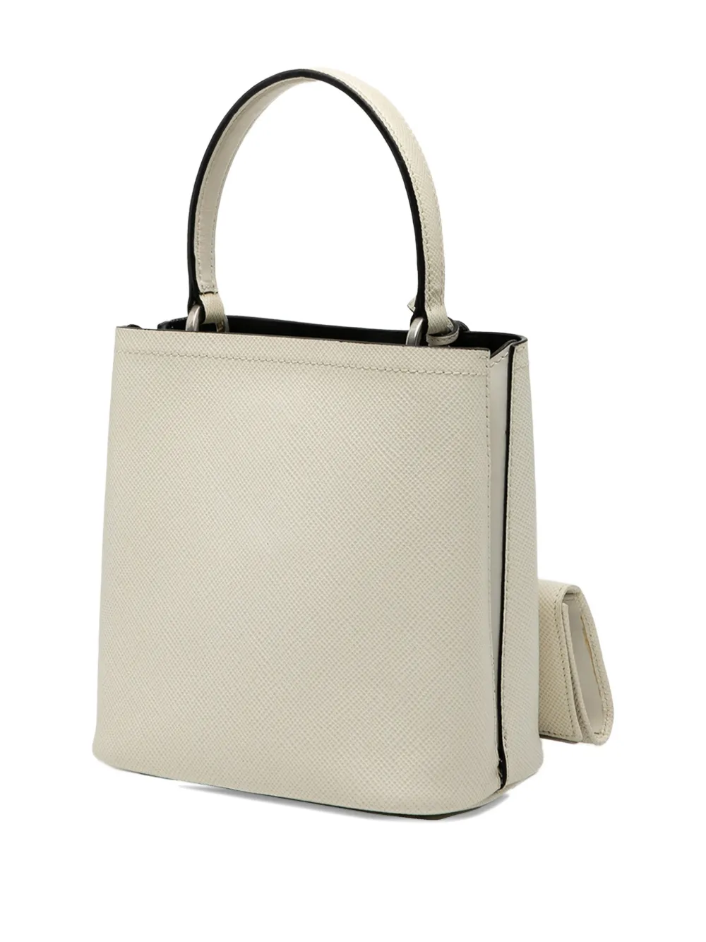 Pre-owned Prada 2013-2025 Small Saffiano Cuir Smalto Panier Satchel In White