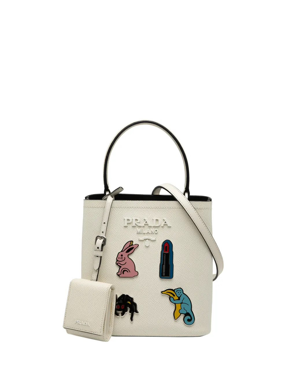 Prada Pre-Owned 2013-2025 Small Saffiano Cuir Smalto Panier satchel - Bianco