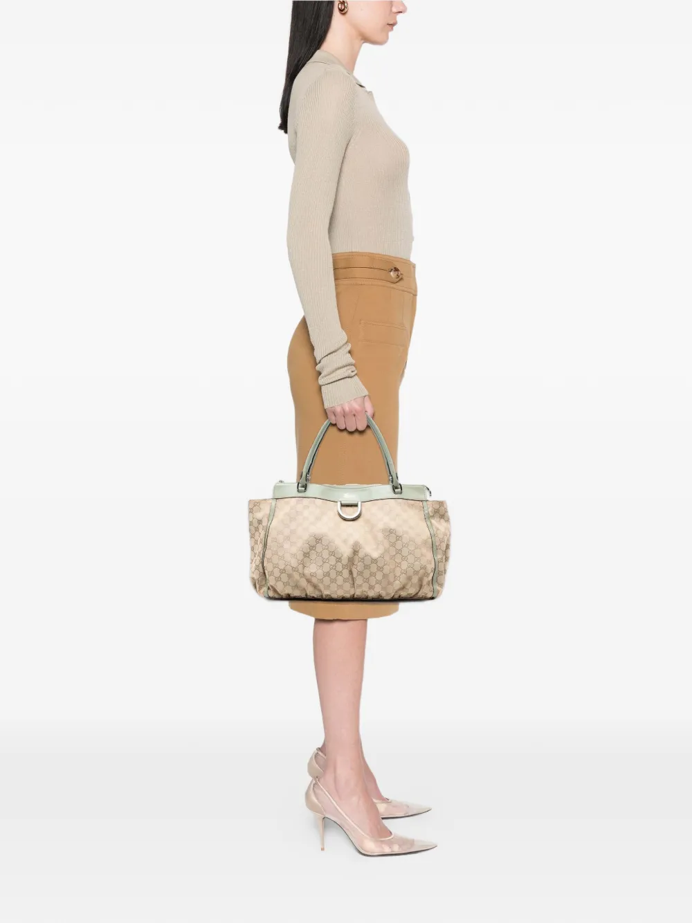 GUCCI Pre-owned 2016-2025 Gg Canvas Abbey D Ring Tote Bag In Brown