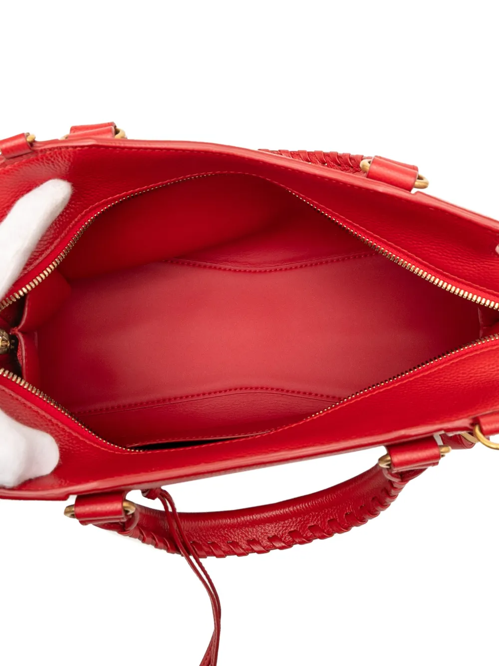 BALENCIAGA Pre-owned 2021 Small Grained Calfskin Motocross Neo Classic City Satchel In Red