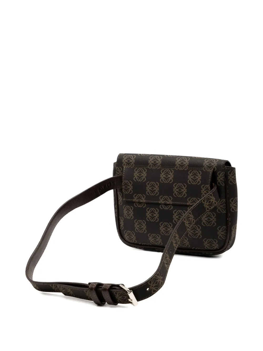 Pre-owned Loewe 2006 Anagram Coated Canvas Belt Bag In Brown