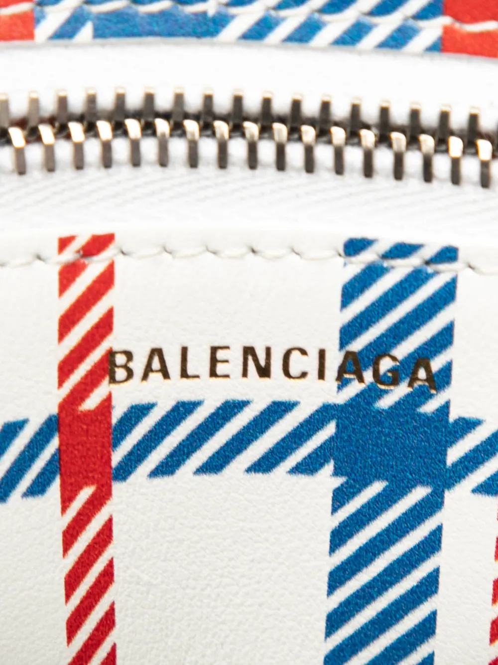 Pre-owned Balenciaga 2021 Small Lambskin Z Check Printed Barbes Zip Pouch Clutch Bag In Blue