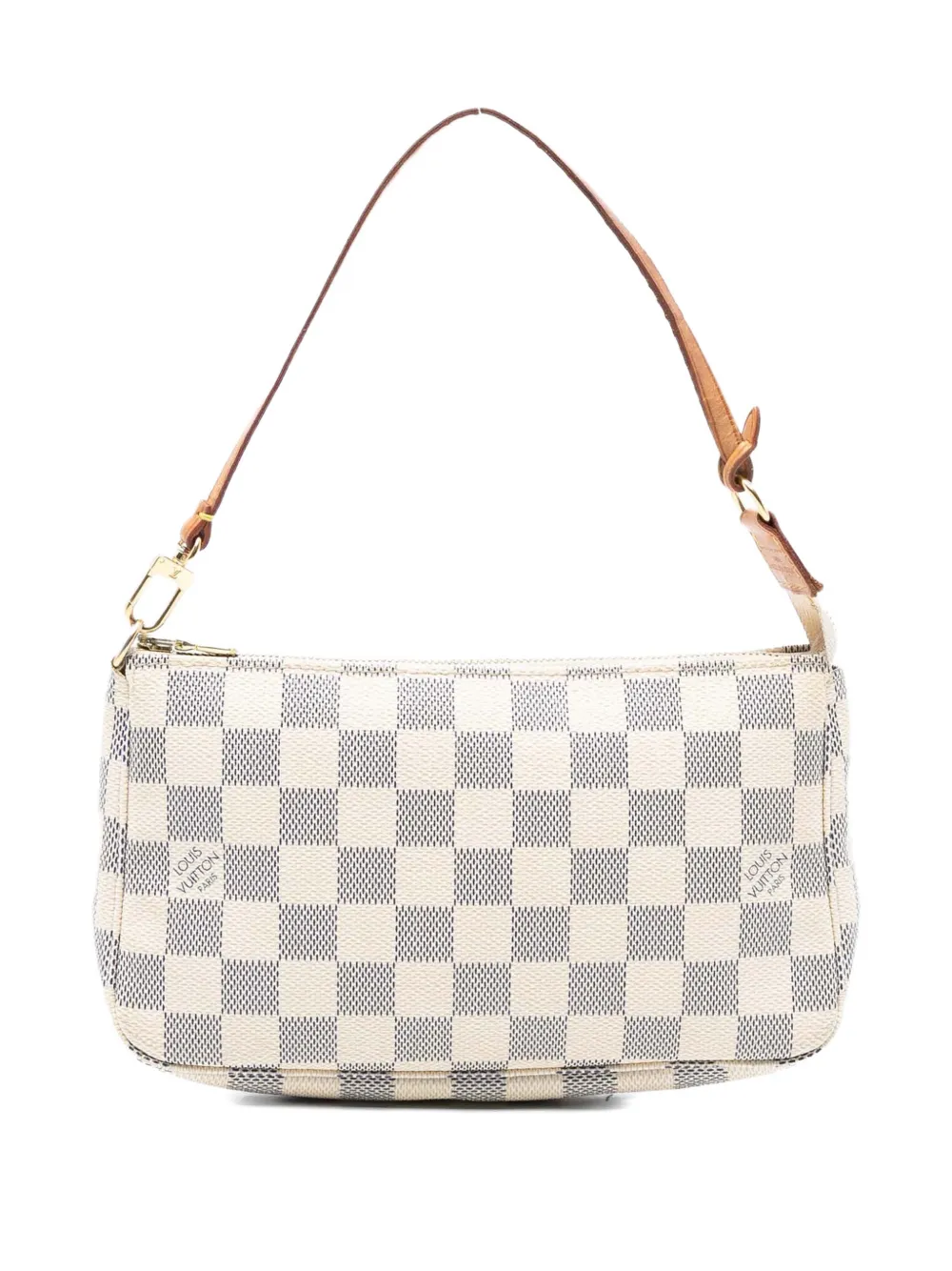 Pre-owned Louis Vuitton 2008 Damier Azur Pochette Accessoires Shoulder Bag In White