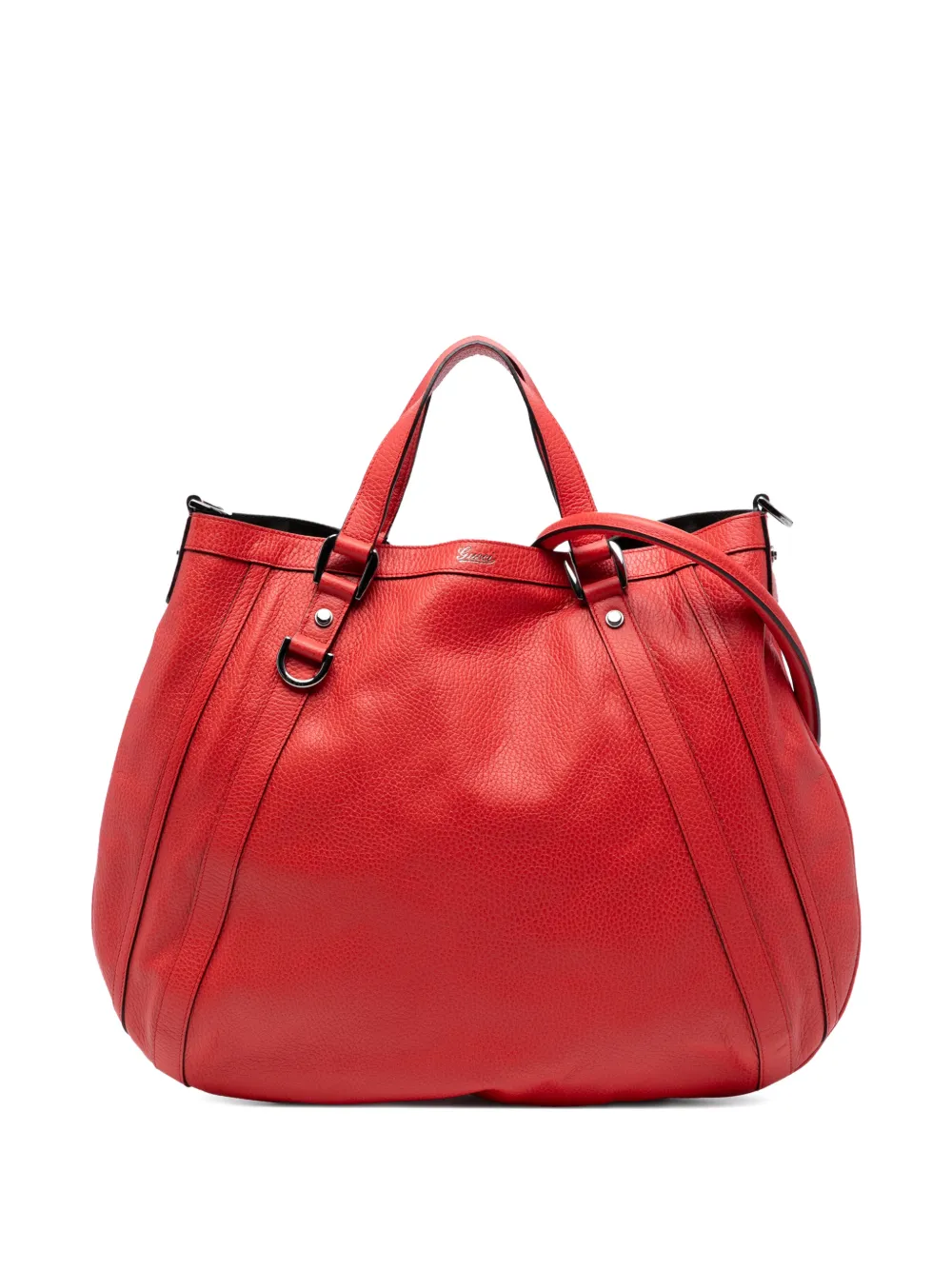 Pre-owned Gucci 2016-2025 Leather Abbey D Ring Convertible Tote Satchel In Red