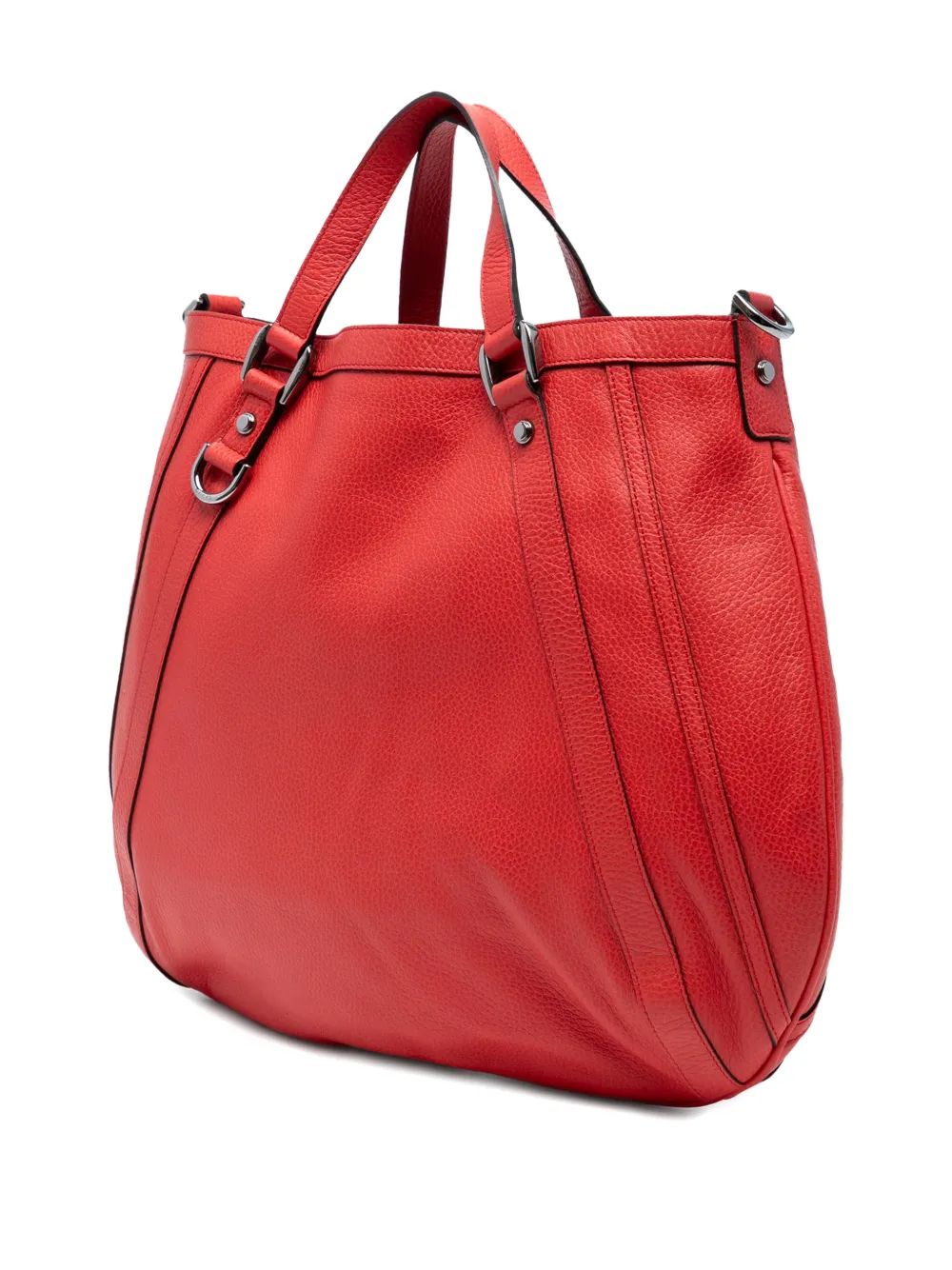 Pre-owned Gucci 2016-2025 Leather Abbey D Ring Convertible Tote Satchel In Red