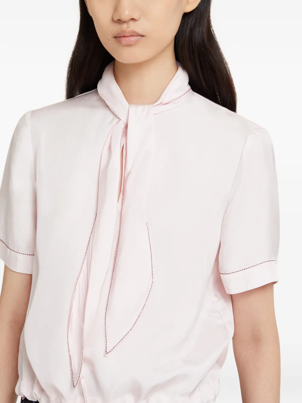 contrast-stitching blouse