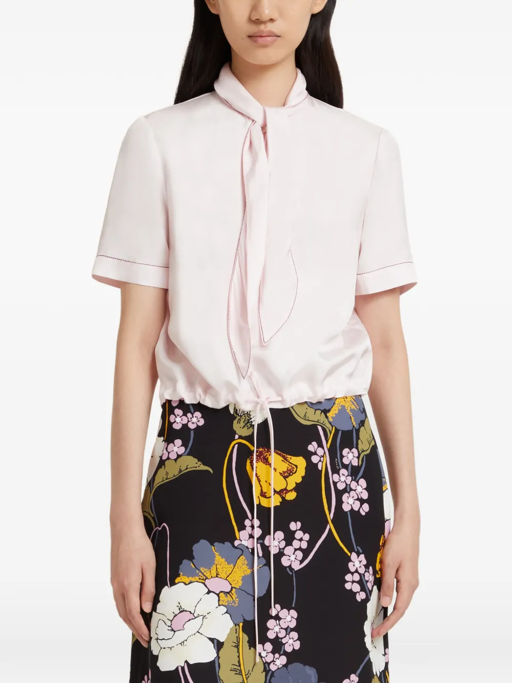  Marni Contrast-stitching Blouse - Pink 