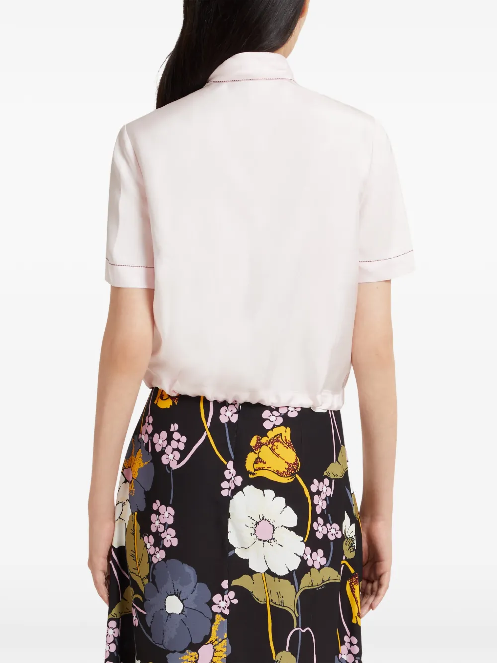 contrast-stitching blouse