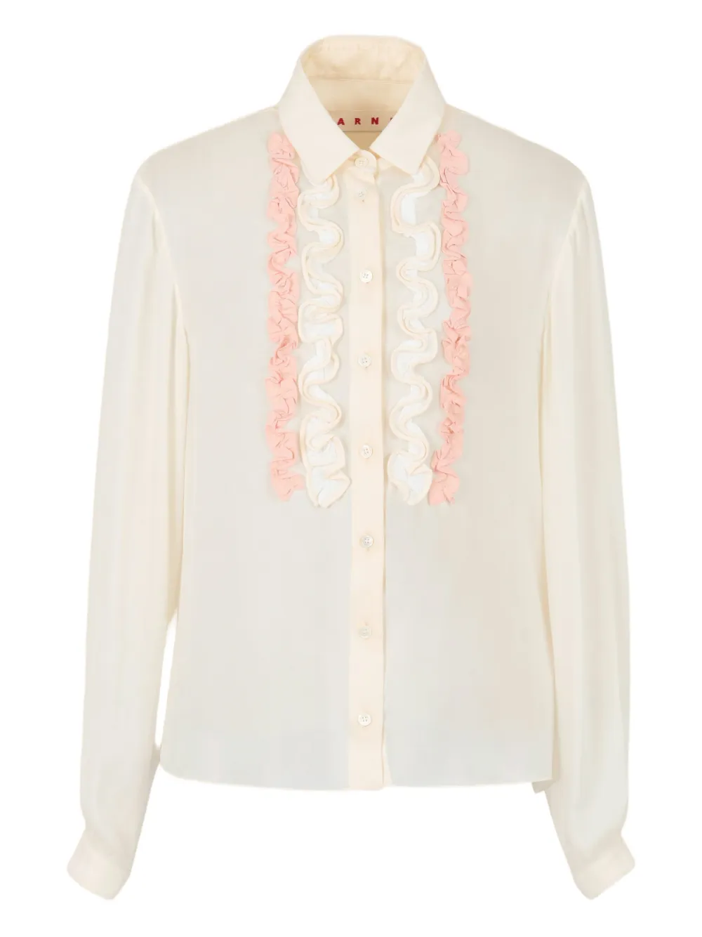 Marni ruffled long-sleeveS shirt - Toni neutri