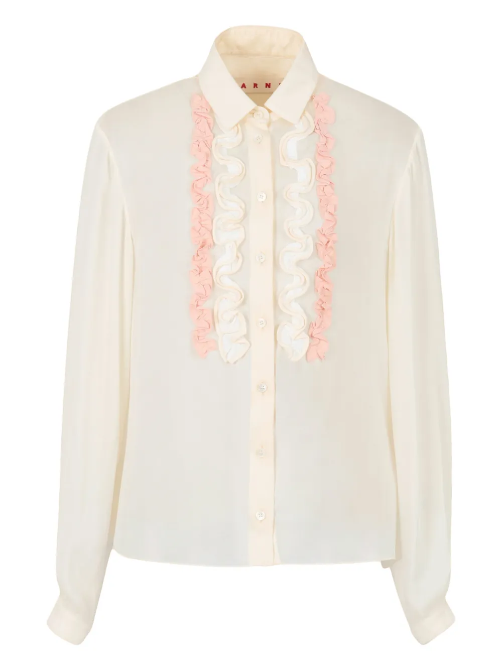 Marni ruffled long-sleeveS shirt - Toni neutri