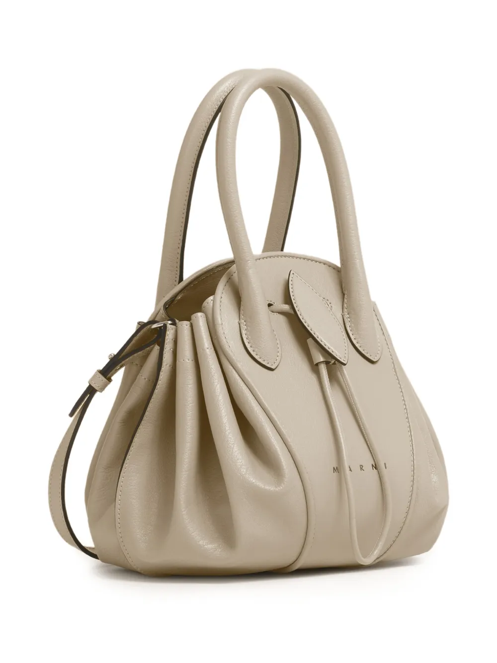 Marni Kleine Tulipea leren handtas Beige