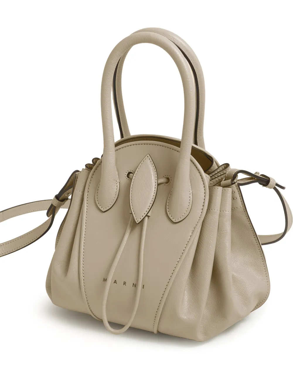 Marni Kleine Tulipea leren handtas Beige