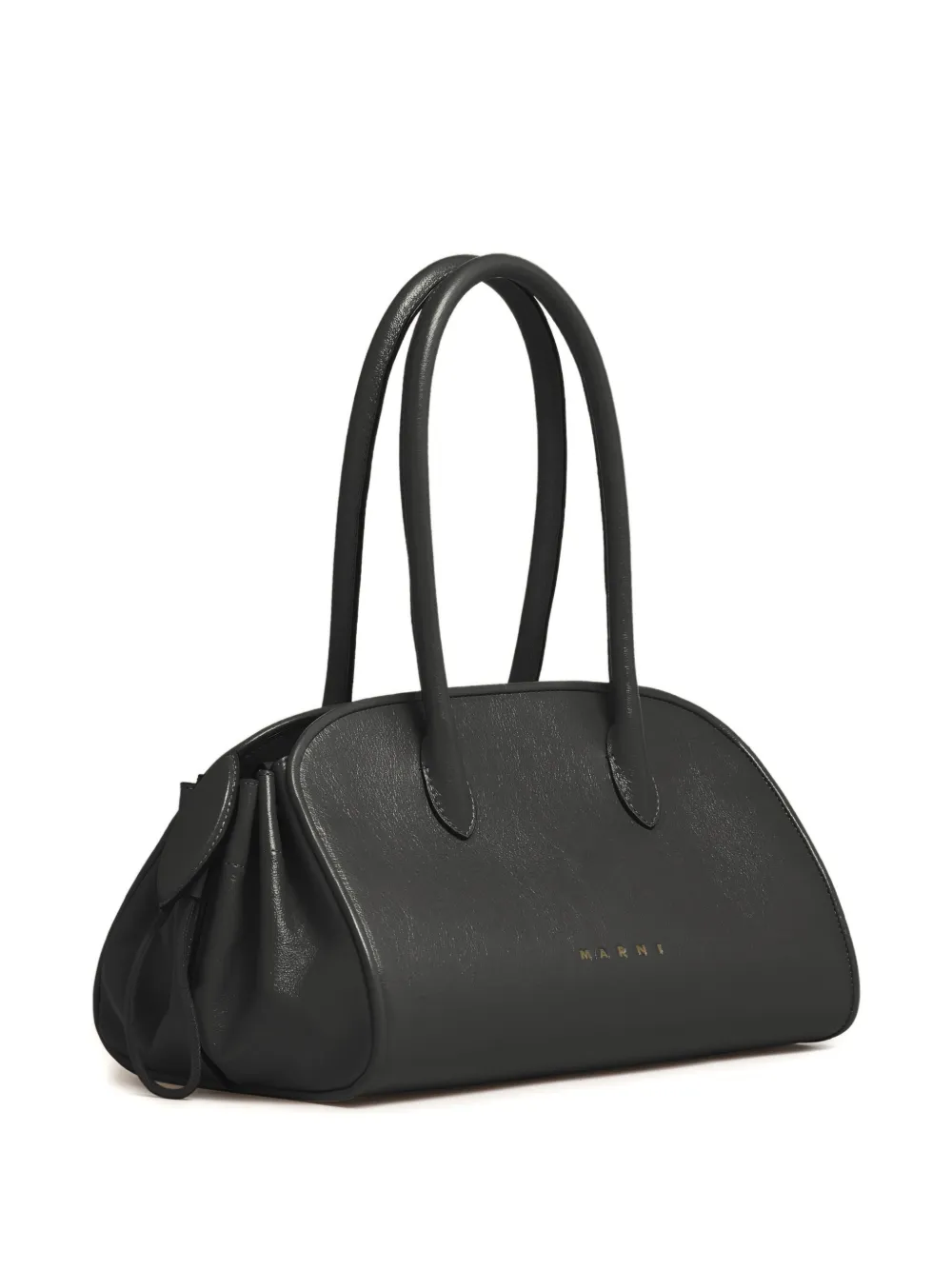 Marni Tulipea Drawstring Leather Tote Bag In Black