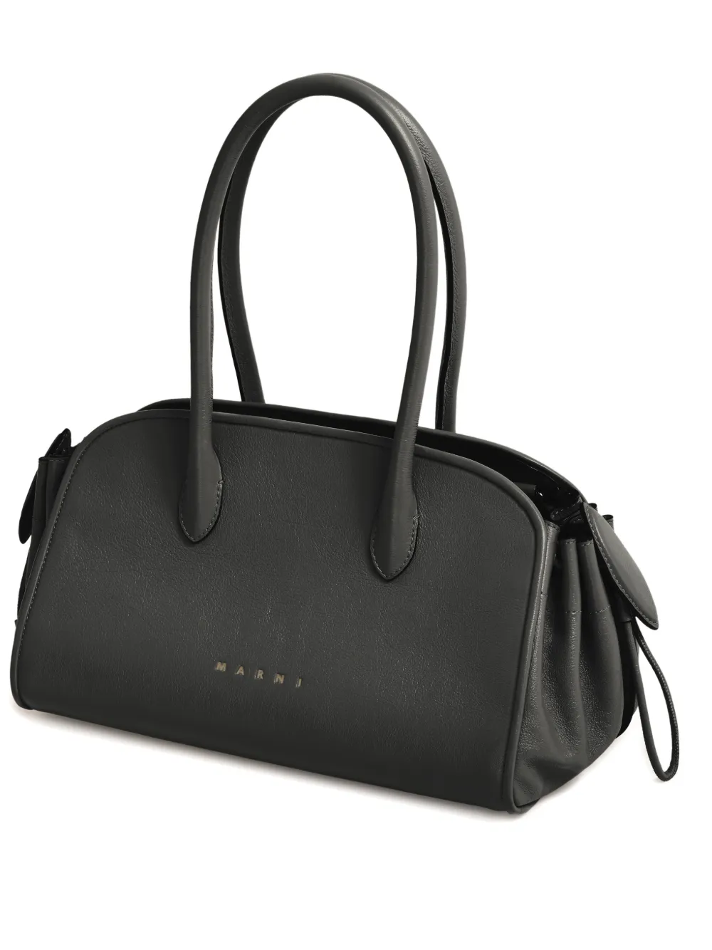 Marni Tulipea Drawstring Leather Tote Bag In Black