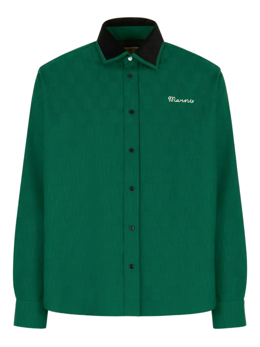 Marni embroidered-logo long-sleeve shirt | Green | Image 1