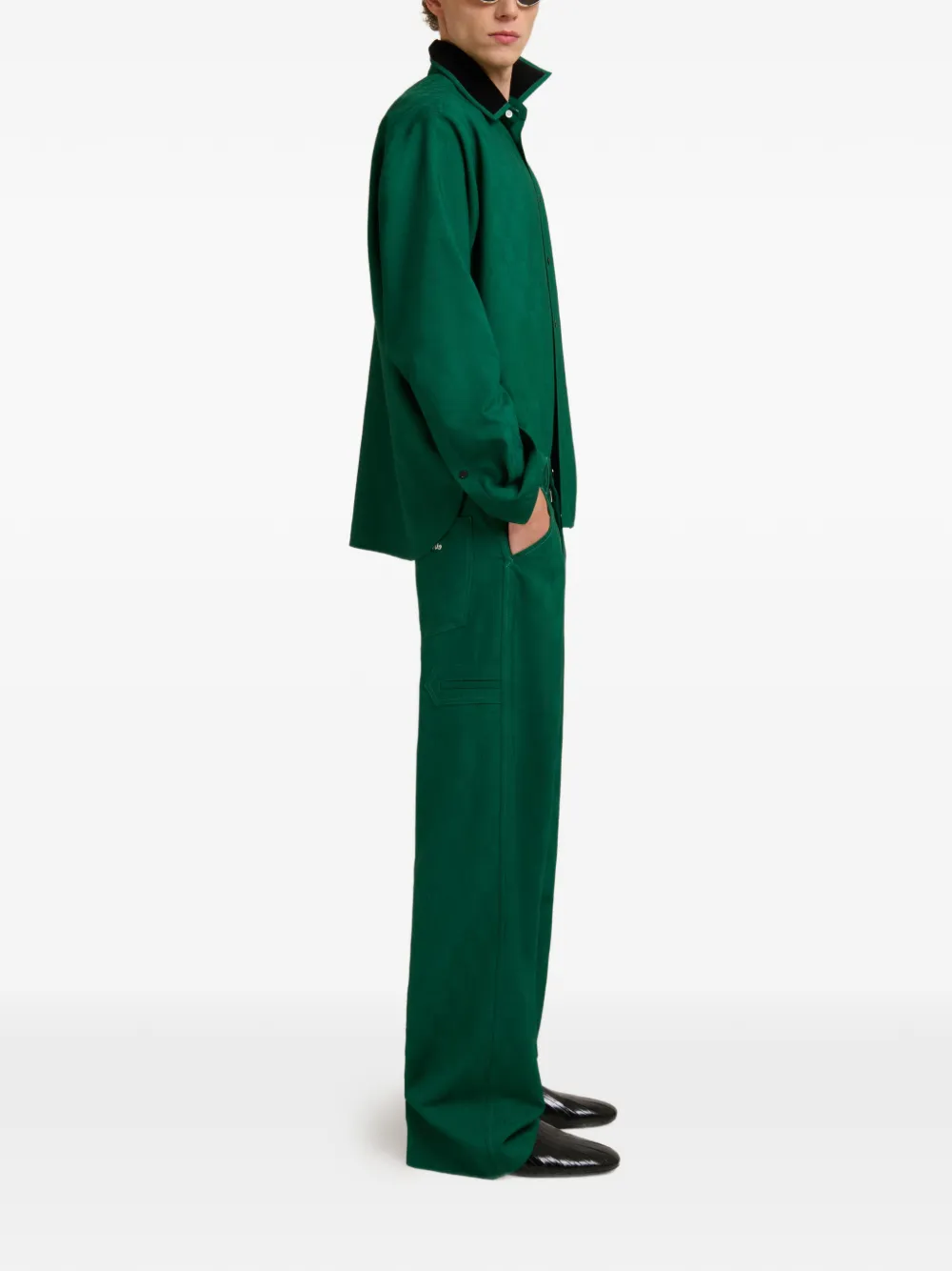 Marni embroidered-logo long-sleeve shirt - Groen