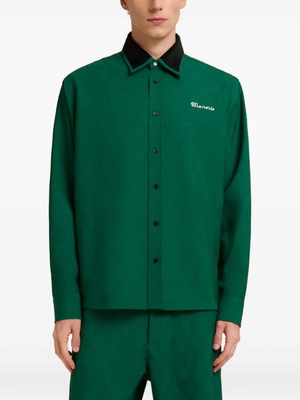 Marni Overhemd met geborduurd logo Groen