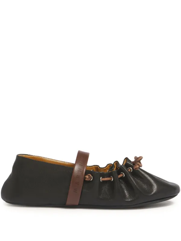 Marni Leather Mary Jane Soft Ballerinas in Black