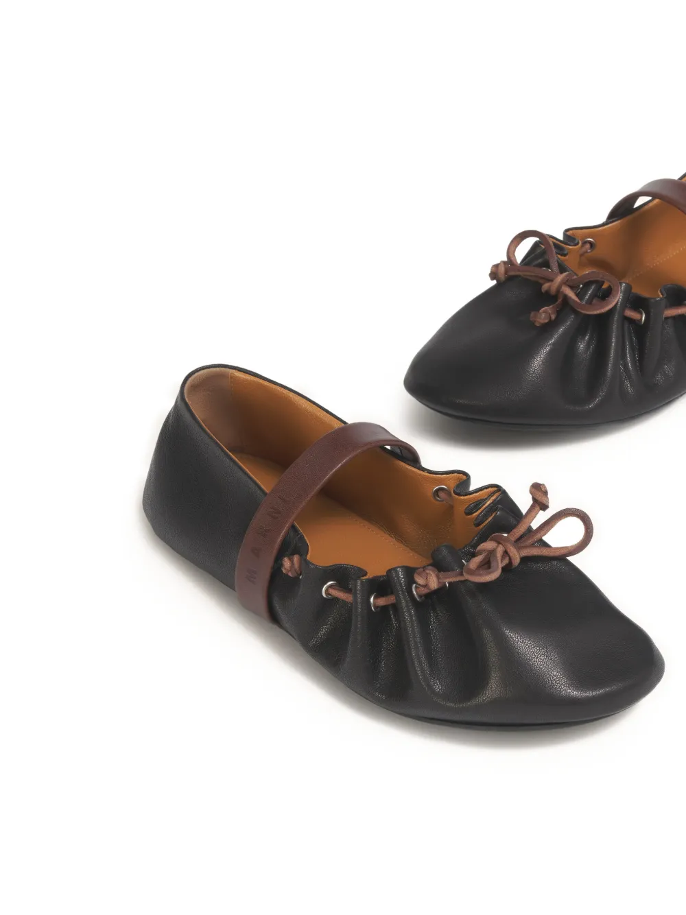 Marni Leather Mary Jane Soft Ballerinas in Black, view 5