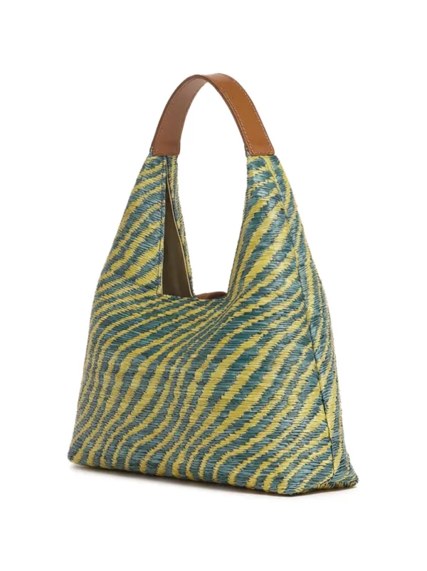 Marni Wavy raffia-effect Trapeze Mini Top Handle Bag | Green