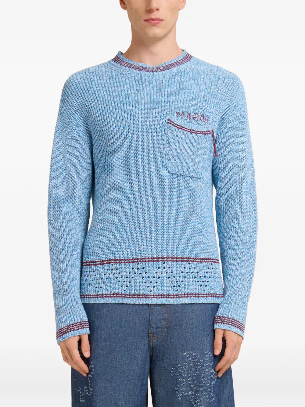 Marni Logo Pocket Sweater - Blue 