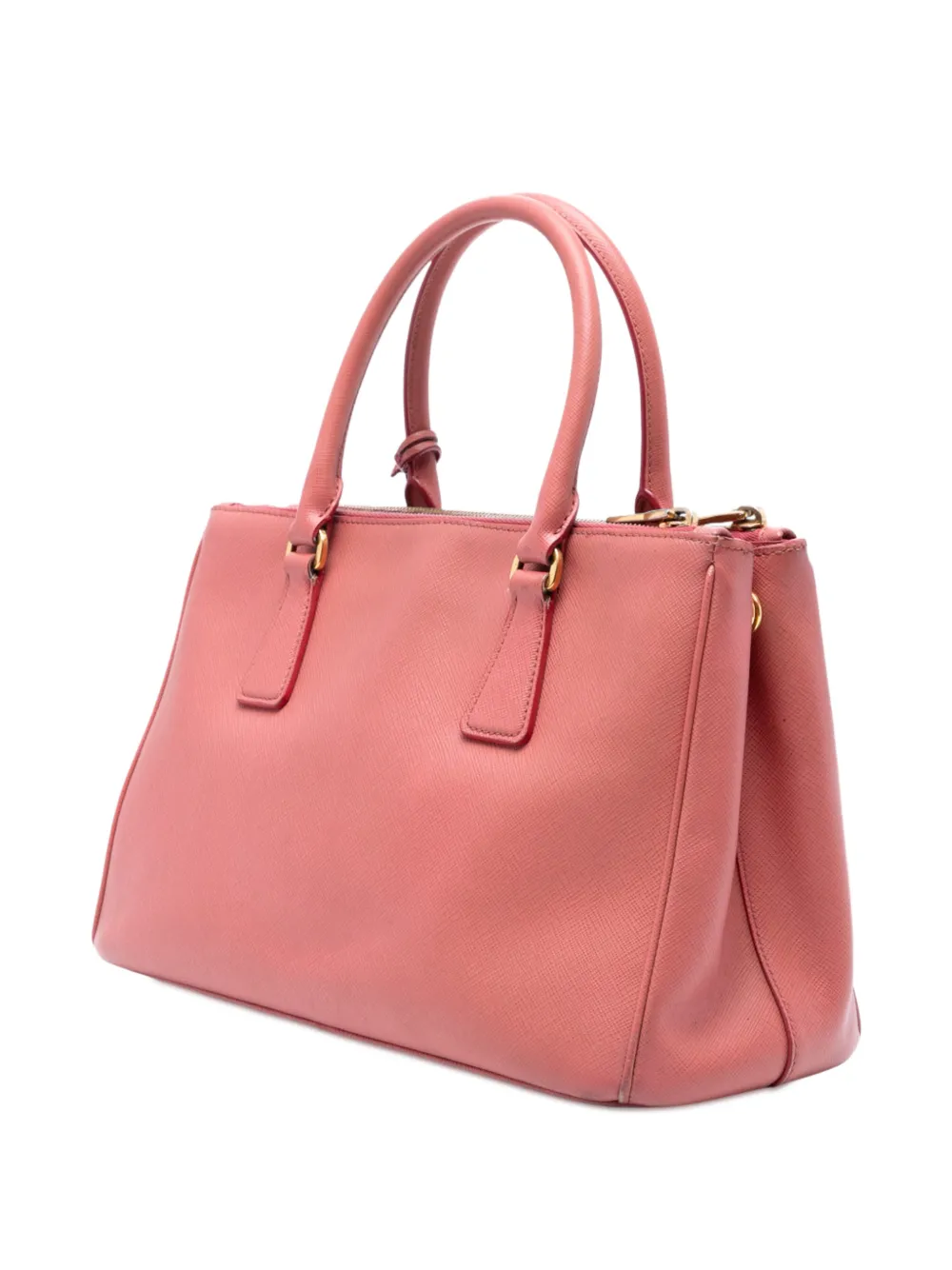 Click to view more detailed imagery on our partner's website Pre-owned Prada 2000-2025 Small Saffiano Lux Galleria Double Zip Satchel In Pink