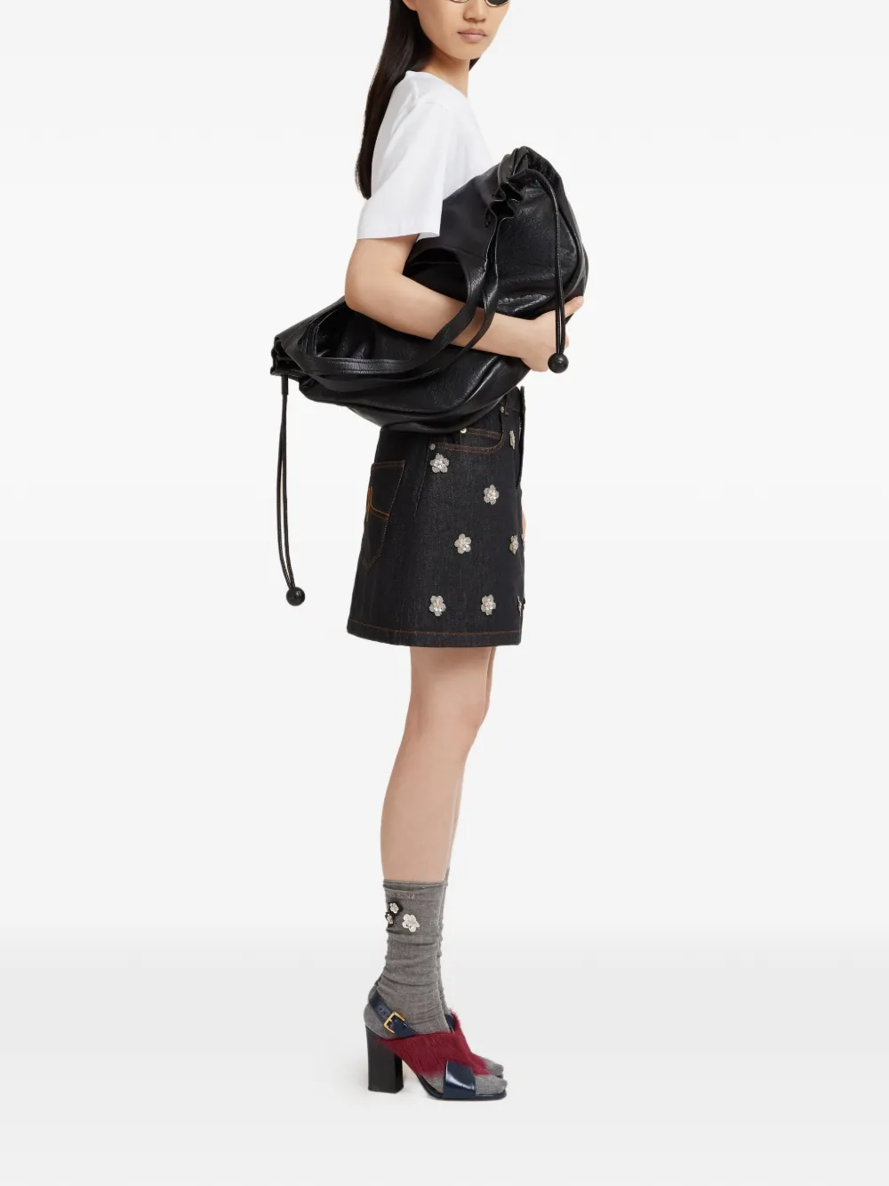 Marni Denim mini-rok met madeliefjesapplicatie Blauw