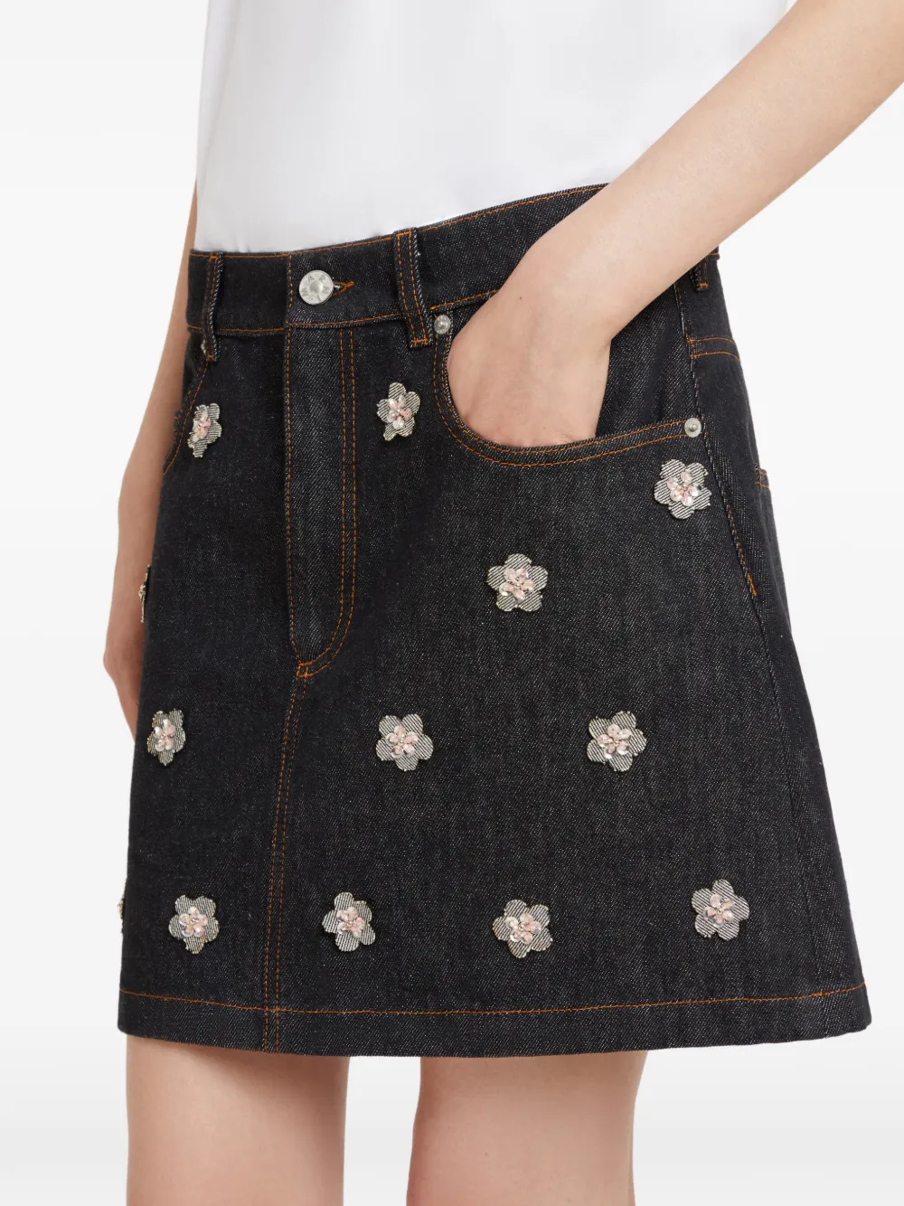 Marni Denim mini-rok met madeliefjesapplicatie Blauw