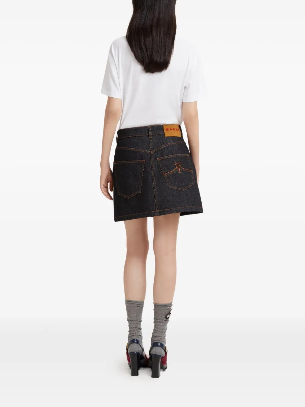 Marni Denim mini-rok met madeliefjesapplicatie Blauw