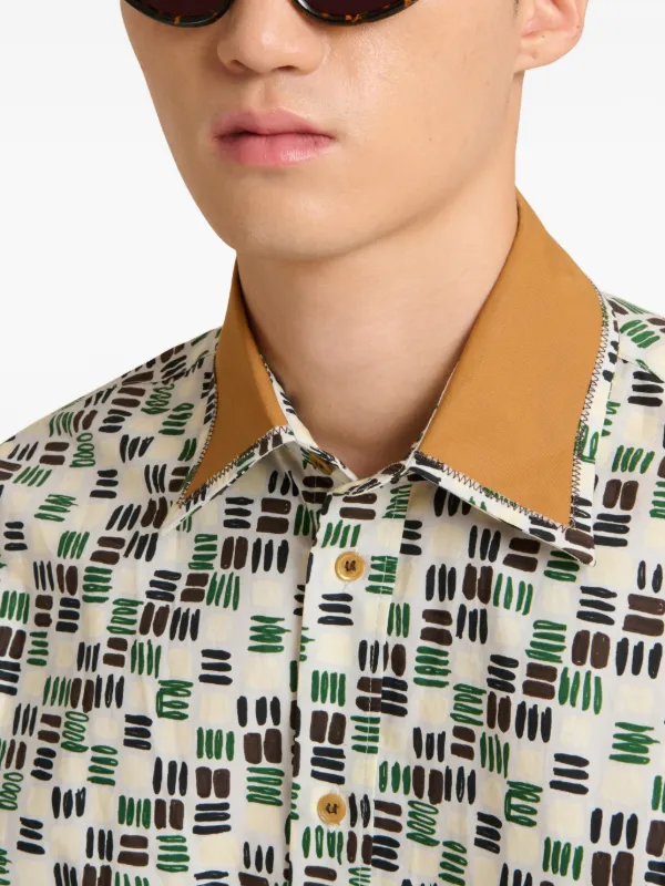 Marni long-sleeves Printed Shirt | White | FARFETCH
