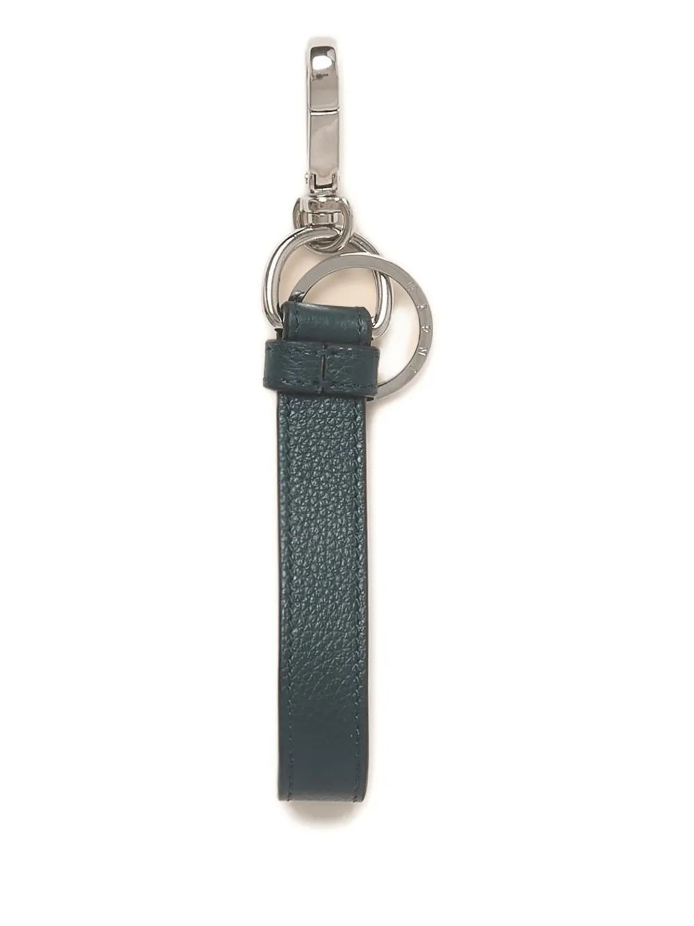 Marni Carabiner Hook Leather Keyring In Green